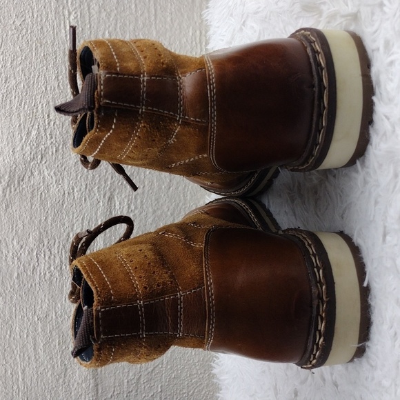 CREVO Drayton Chestnut Suede Leather Round Toe Hook Eyelet Lace Up Ankle Boot - Picture 6 of 16